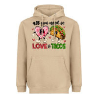 Mushroom all you need is love and tacos Heavyweight Hoodie - MaliasSmallBusiness