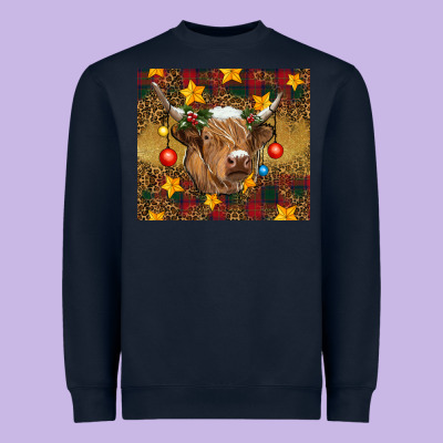 Christmas Highland Cow Tumbler Heavyweight Sweatshirt Designed By Ranaportraitstore