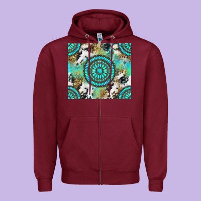 Gemstone Leopard Cowhide Zipper Hoodie Designed By Nancycooperartshop