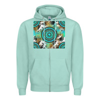Seafoam gemstone leopard cowhide Zipper Hoodie - NancyCooperArtShop
