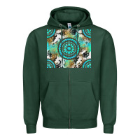 Sports Green gemstone leopard cowhide Zipper Hoodie - NancyCooperArtShop