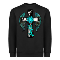 Black cross faith gemstone wings Heavyweight Sweatshirt - RanaPortraitStore