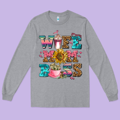 Wife Mom Boss Long Sleeve Tee Designed By Adodesignshop