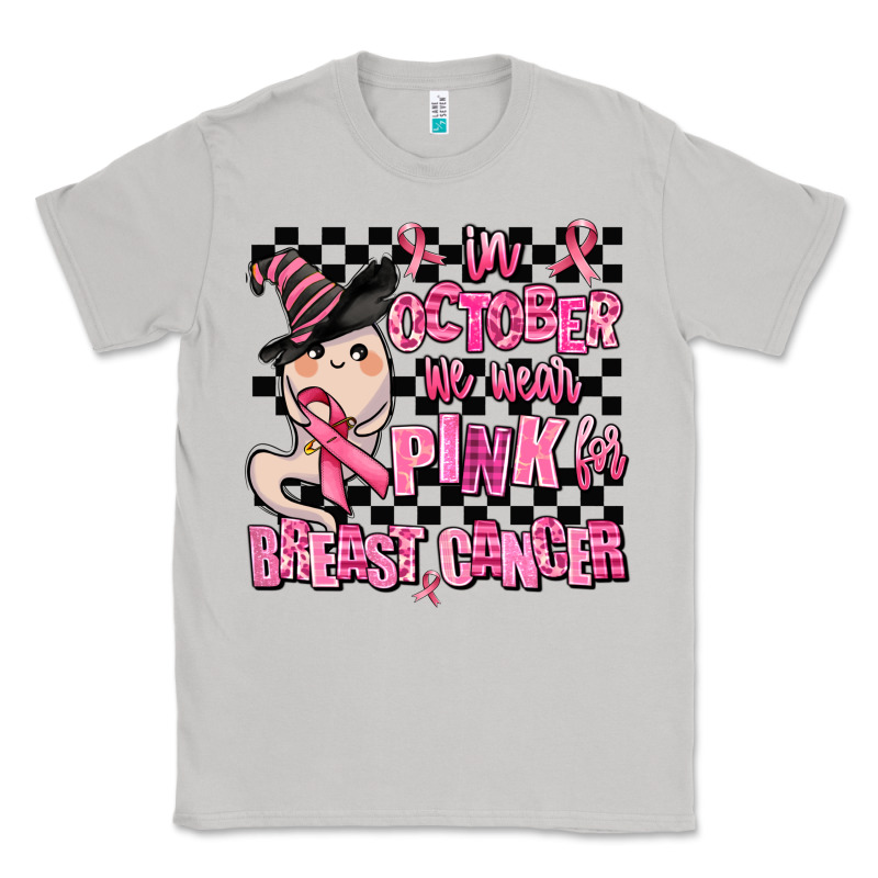 In October We Wear Pink For Breast Cancer Classic Tee by AdoDesignShop | Teevron
