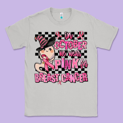 In October We Wear Pink For Breast Cancer Classic Tee Designed By Adodesignshop