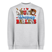Heather Grey busy raising ballers baseball Heavyweight Sweatshirt - Zillion Design Studio