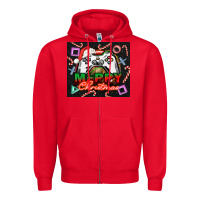 Red gamer merry christmas Zipper Hoodie - NancyCooperArtShop