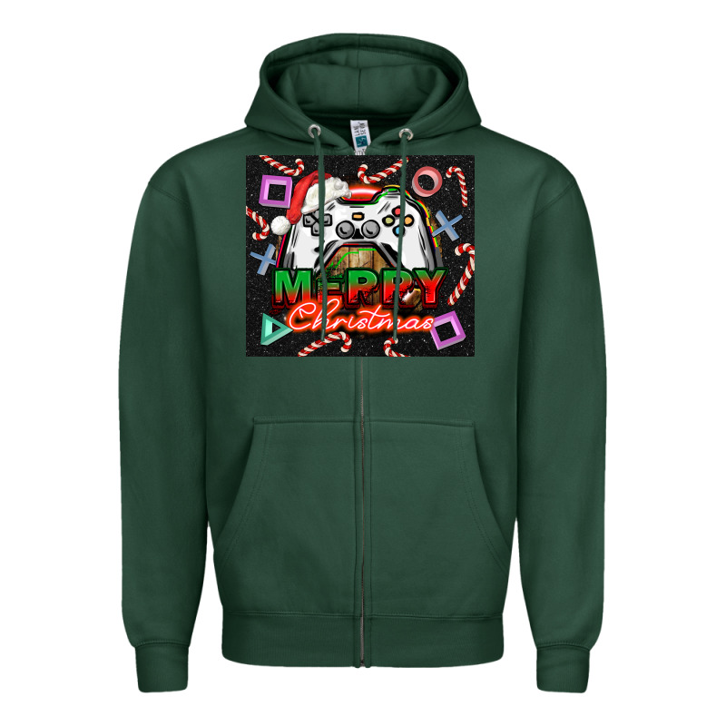 Gamer Merry Christmas Zipper Hoodie by NancyCooperArtShop | Teevron