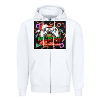 White gamer merry christmas Zipper Hoodie - NancyCooperArtShop