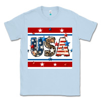 Dusty Blue 4th of july usa seamless pattern Classic Tee - BundleAndBundleShop