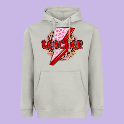 Teacher Lightning Bolt Valentines Day Heavyweight Hoodie Designed By Maliassmallbusiness
