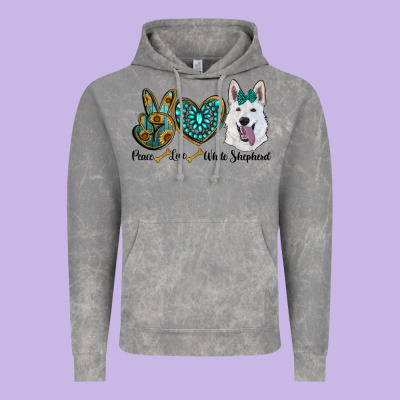 Peace Love White Sepherd Vintage Hoodie Designed By Ranaportraitstore