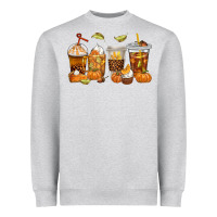 Heather Grey Fall Coffee Cups Heavyweight Sweatshirt - texasbilliewilder