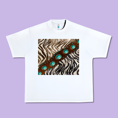 Zebra Gemstone Leather Urban Heavy Tee Designed By Barkaloodesign