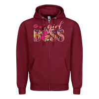 Burgundy girl boss afro black woman Zipper Hoodie - NancyCooperArtShop