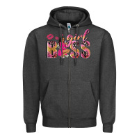 Charcoal Heather girl boss afro black woman Zipper Hoodie - NancyCooperArtShop