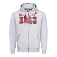 Heather Grey girl boss afro black woman Zipper Hoodie - NancyCooperArtShop