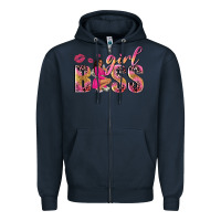 Navy girl boss afro black woman Zipper Hoodie - NancyCooperArtShop