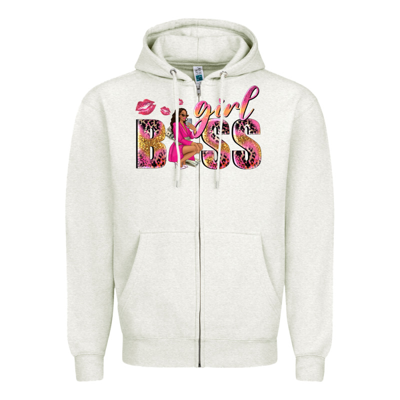 Girl Boss Afro Black Woman Zipper Hoodie by NancyCooperArtShop | Teevron