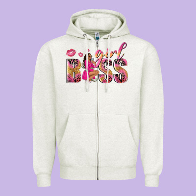 Girl Boss Afro Black Woman Zipper Hoodie Designed By Nancycooperartshop