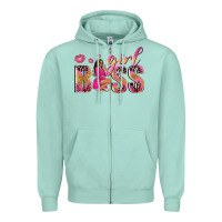 Seafoam girl boss afro black woman Zipper Hoodie - NancyCooperArtShop