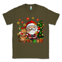 Army Green santa and reindeer Classic Tee - AdoDesignShop