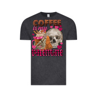 Vintage Black coffee is my valentine skull Vintage Tee - FaDigitalArtStudio