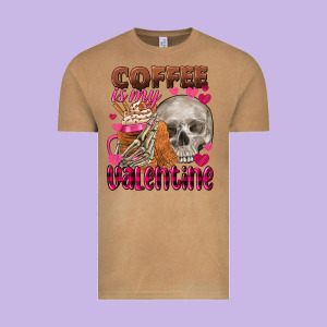 Coffee Is My Valentine Skull Vintage Tee Designed By Fadigitalartstudio
