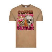 Vintage Coffee coffee is my valentine skull Vintage Tee - FaDigitalArtStudio