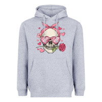 Heather Grey valentine's day skull Heavyweight Hoodie - MaliasSmallBusiness