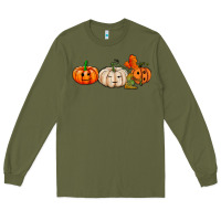 Army Green pumpkins face Long Sleeve Tee - AdoDesignShop