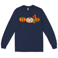 Navy pumpkins face Long Sleeve Tee - AdoDesignShop