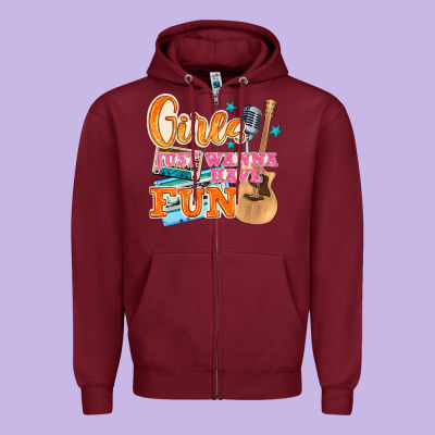Girls Just Wanna Have Fun Zipper Hoodie Designed By Nancycooperartshop