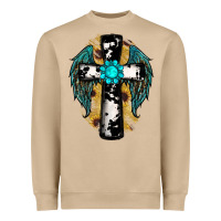 Cross Gemstone Wings Heavyweight Sweatshirt | Teevron