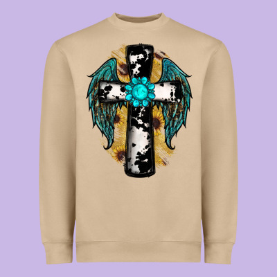 Cross Gemstone Wings Heavyweight Sweatshirt Designed By Ranaportraitstore