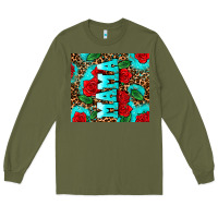 Army Green rose leopard mama Long Sleeve Tee - AdoDesignShop