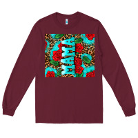Burgundy rose leopard mama Long Sleeve Tee - AdoDesignShop
