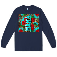 Navy rose leopard mama Long Sleeve Tee - AdoDesignShop