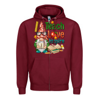 Burgundy gnome teach love inspire Zipper Hoodie - NancyCooperArtShop