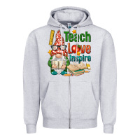 Heather Grey gnome teach love inspire Zipper Hoodie - NancyCooperArtShop