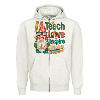 Oatmeal Heather gnome teach love inspire Zipper Hoodie - NancyCooperArtShop