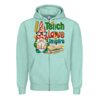Seafoam gnome teach love inspire Zipper Hoodie - NancyCooperArtShop