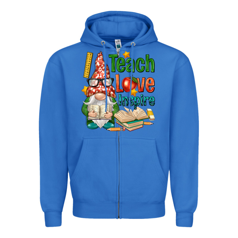 Gnome Teach Love Inspire Zipper Hoodie by NancyCooperArtShop | Teevron
