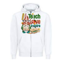White gnome teach love inspire Zipper Hoodie - NancyCooperArtShop
