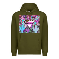 Army Green mama cowboy western animal pattern neon Premium Hoodie - LillyAllenDesigns