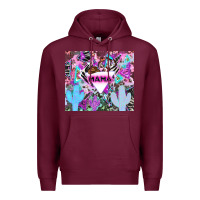 Burgundy mama cowboy western animal pattern neon Premium Hoodie - LillyAllenDesigns