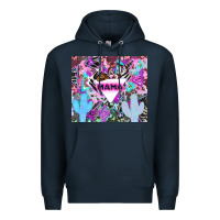 Navy mama cowboy western animal pattern neon Premium Hoodie - LillyAllenDesigns