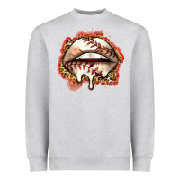 Heather Grey baseball lips Heavyweight Sweatshirt - Zillion Design Studio