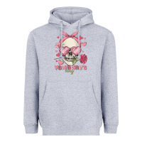 Heather Grey valentine's day skull Heavyweight Hoodie - MaliasSmallBusiness