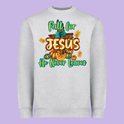 Fall For Jesus He Never Leaves Heavyweight Sweatshirt Designed By Texasbilliewilder